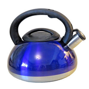 Cobalt Blue Whistling Tea Kettle - Stainless Steel & Enamel - Stovetop Teapot